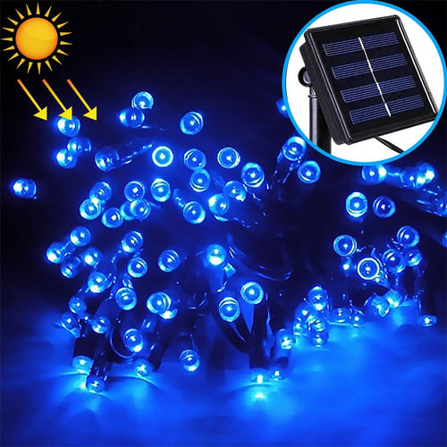LZINA™ | 200 LEDs Outdoor Waterproof Christmas Festival Decoration Solar Lamps String Lights, Length: 22m (Blue)