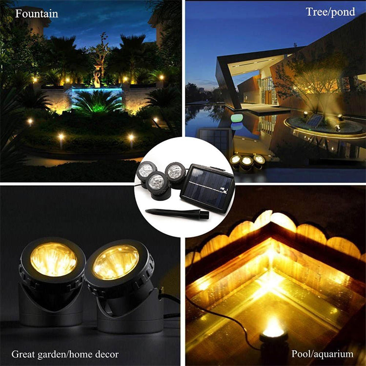 LZINA™ | Two Heads LED Outdoor Waterproof Solar Underwater Spotlight Floodlight