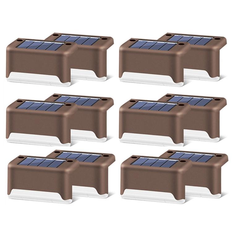 LZINA™ | 12 PCS Solar Powered LED Outdoor Step Light IP65 Waterproof Garden Lamp, Warm White Light (Brown)