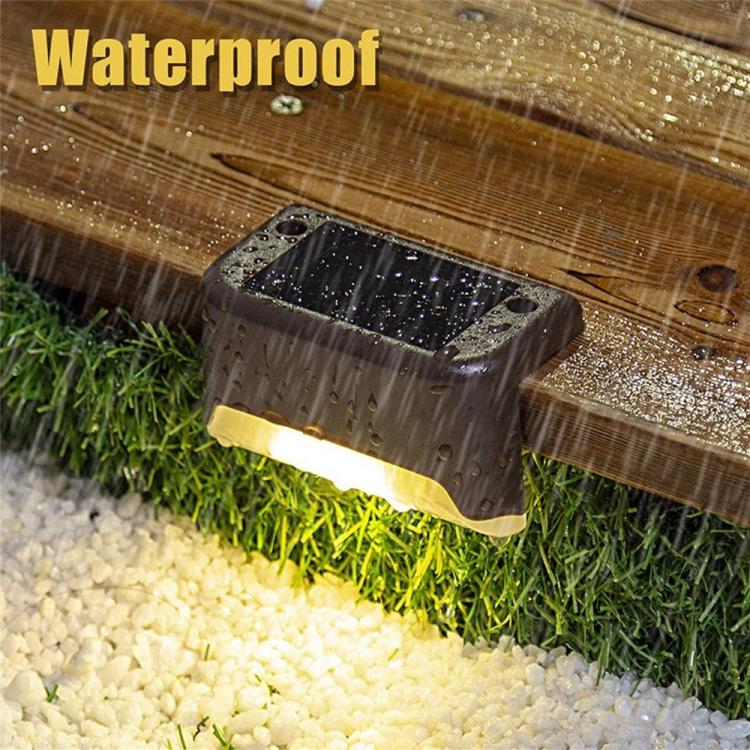 LZINA™ | 12 PCS Solar Powered LED Outdoor Step Light IP65 Waterproof Garden Lamp, Warm White Light (Brown)