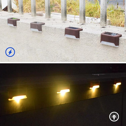 LZINA™ | 12 PCS Solar Powered LED Outdoor Step Light IP65 Waterproof Garden Lamp, Warm White Light (Brown)