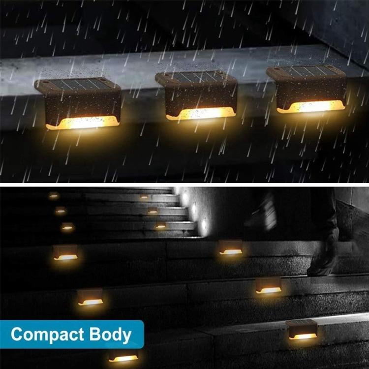 LZINA™ | 12 PCS Solar Powered LED Outdoor Step Light IP65 Waterproof Garden Lamp, Warm White Light (Brown)