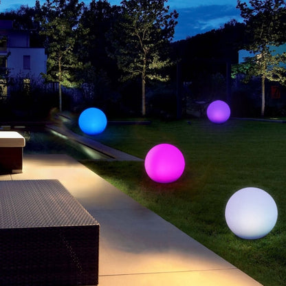 LZINA™ | LEH-42321 40cm Round Ball Solar Power Lamp, Floating Garden Color Changing LED Light with 0.7W Monocrystalline Silicon Solar Panel & Remote Control (White)