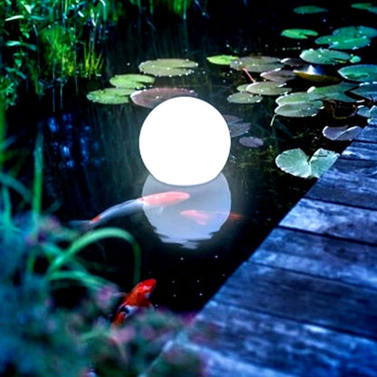 LZINA™ | LEH-42321 40cm Round Ball Solar Power Lamp, Floating Garden Color Changing LED Light with 0.7W Monocrystalline Silicon Solar Panel & Remote Control (White)