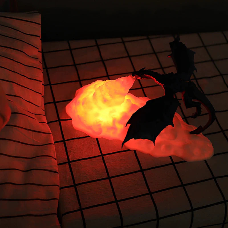 LZINA™ | LED Night Light with Dragon Flame – 3D Sculpture, USB Charging, Perfect for Gamers