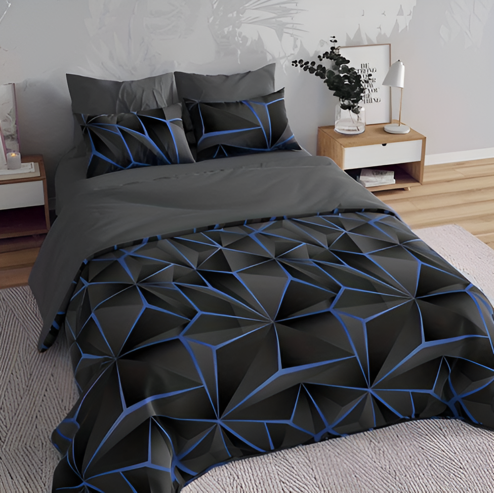 LZINA™ | CLOUDLUX - Fluffy 3D-printed check bedding set