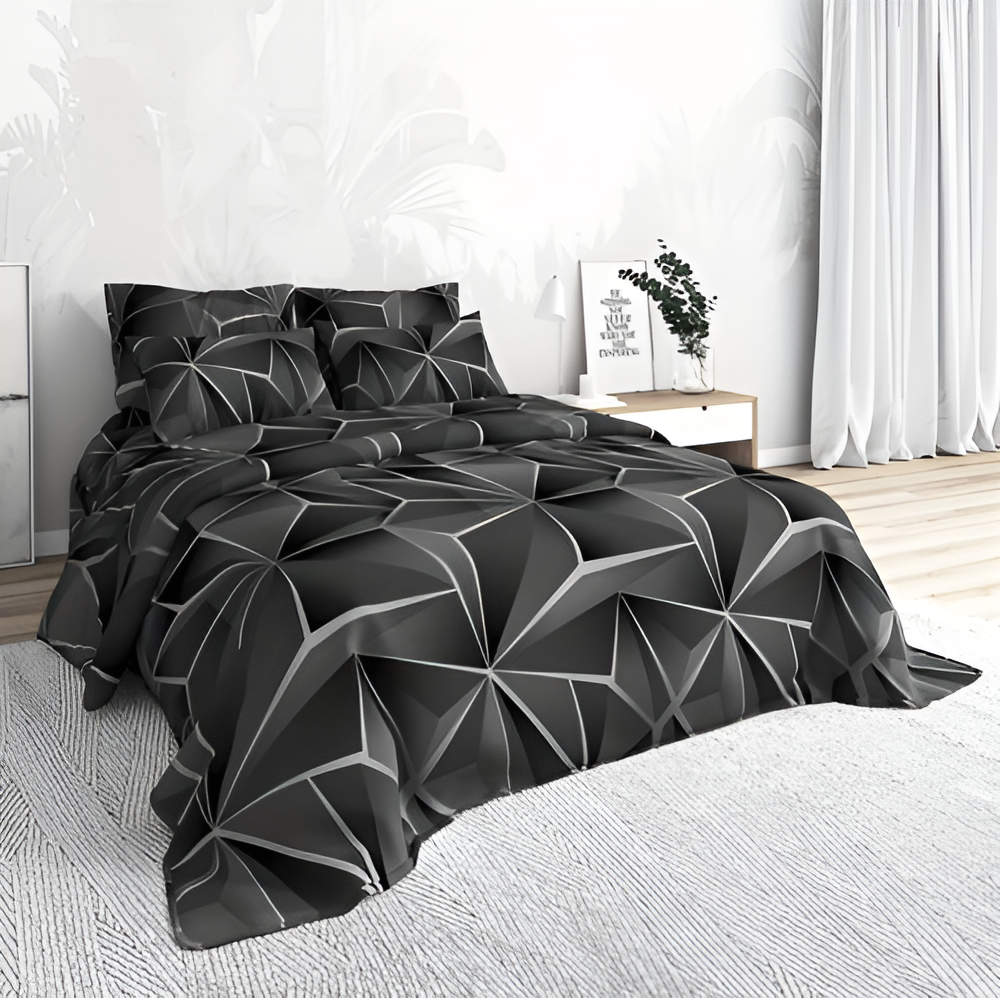 LZINA™ | CLOUDLUX - Fluffy 3D-printed check bedding set