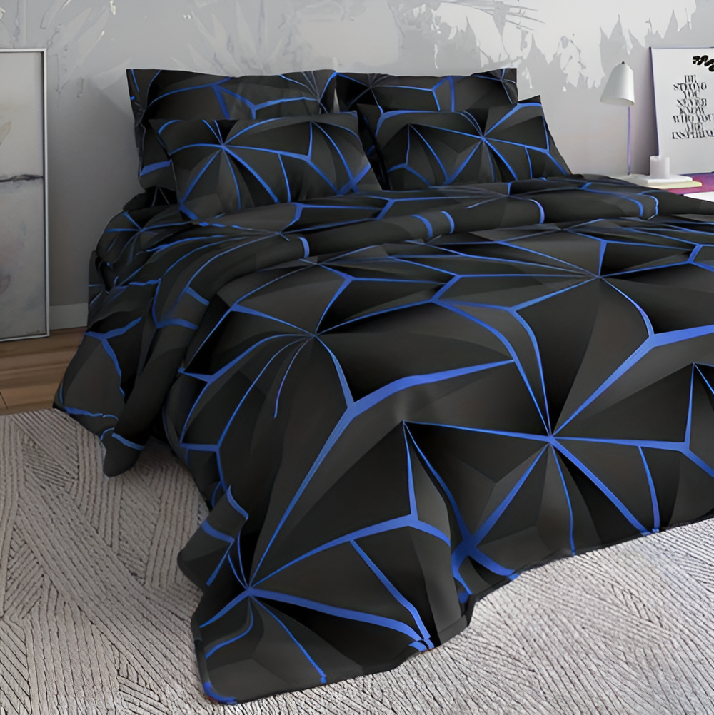 LZINA™ | CLOUDLUX - Fluffy 3D-printed check bedding set