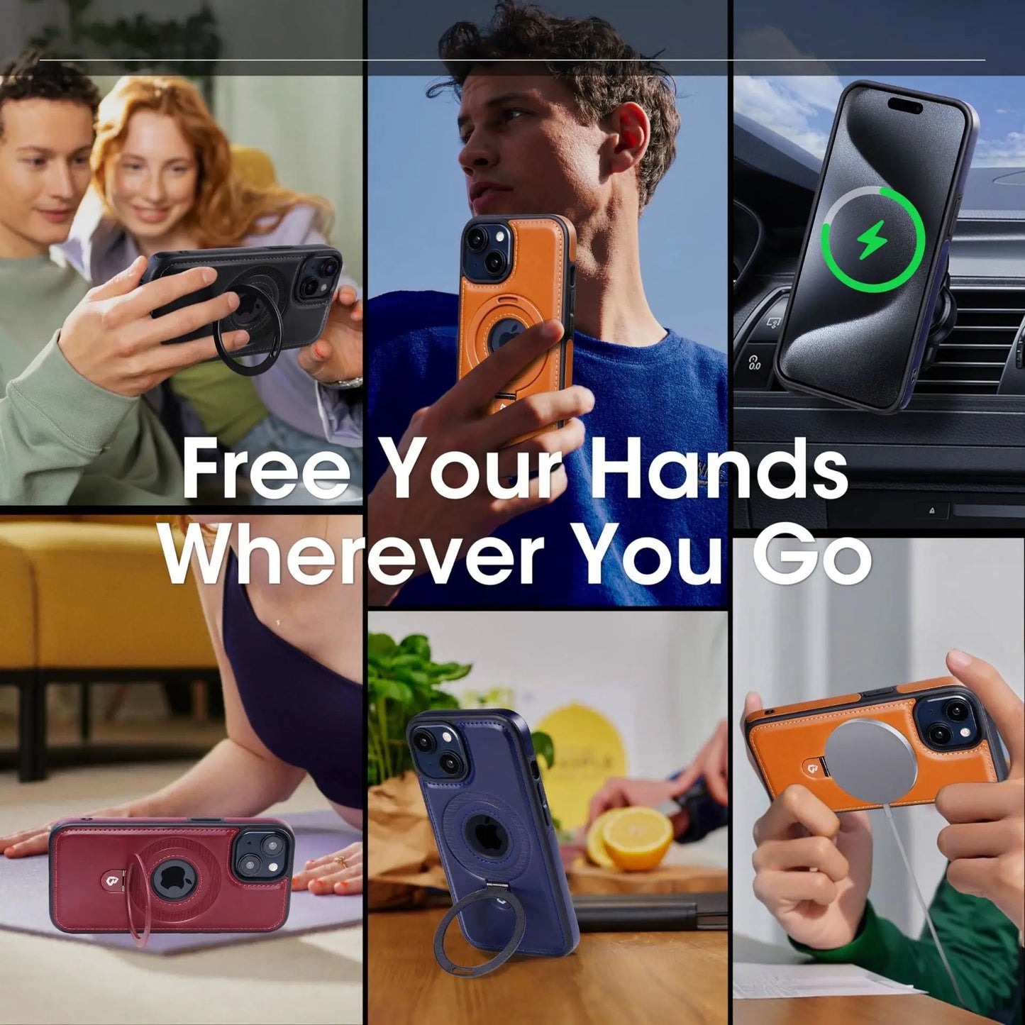 LZINA™ | Magnetic iPhone case with invisible ring holder