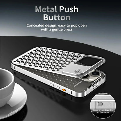 BowLift | Breathable Perfume Aluminum alloy Heat Dissipation Phone Case For iPhone 12 13 14 15 Pro Max Plus Detachable Cover