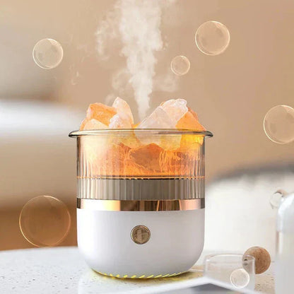 BowLift Himalayan Salt Crystal Lamp with Essential Oil Diffuser and USB Ultrasonic Humidifier for Home & Office