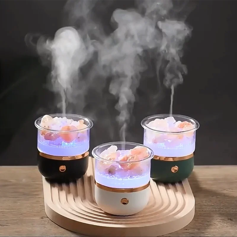 BowLift Himalayan Salt Crystal Lamp with Essential Oil Diffuser and USB Ultrasonic Humidifier for Home & Office