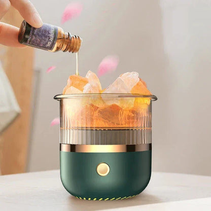 BowLift Himalayan Salt Crystal Lamp with Essential Oil Diffuser and USB Ultrasonic Humidifier for Home & Office