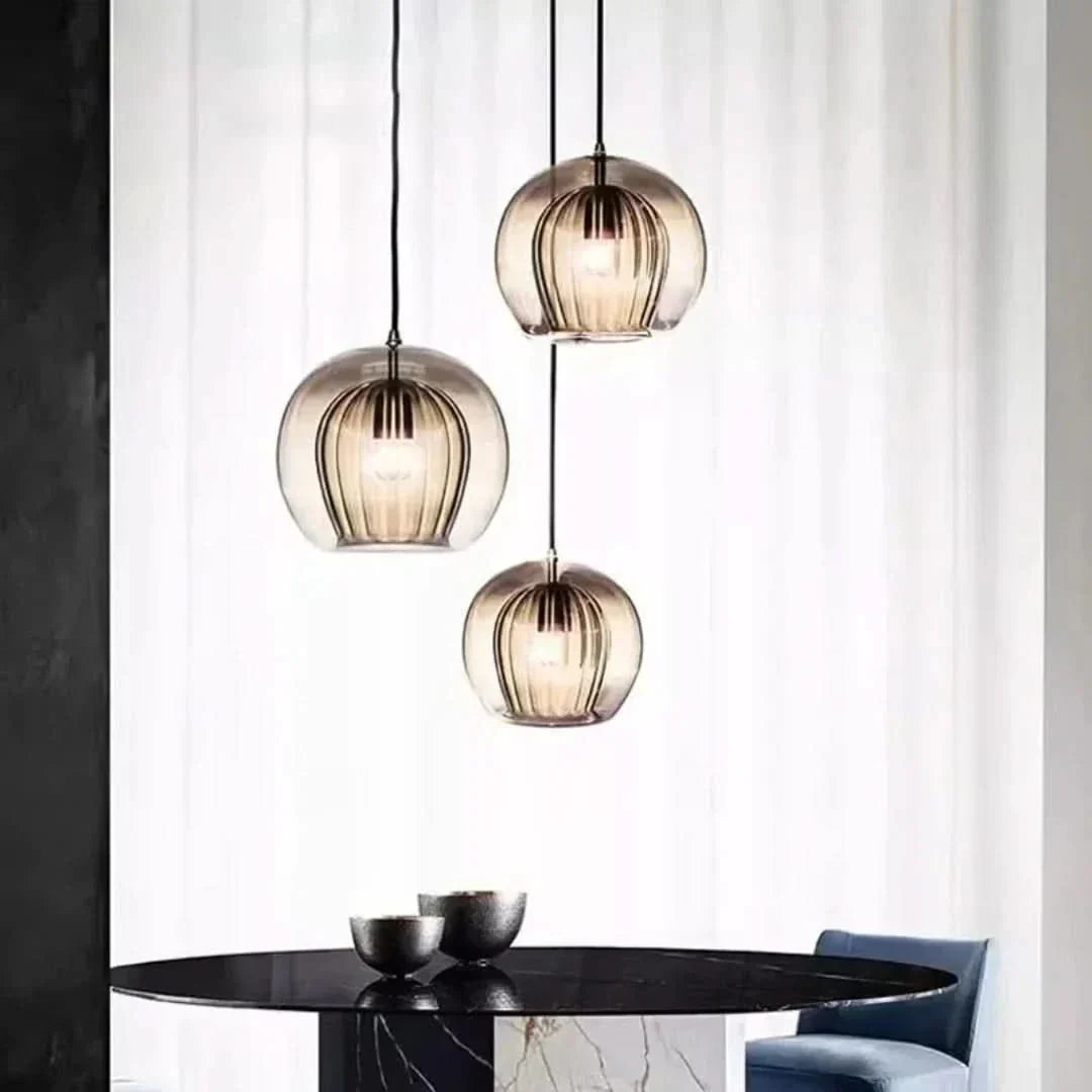 BowLift | TimberGlow - Modern Glass Pendant Light