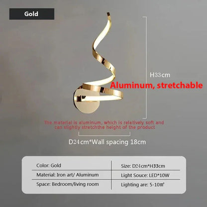 BowLift SpiralGlow: Elegant Spiral LED Wall Lights for Modern Homes