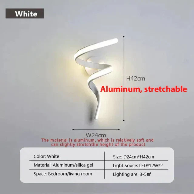 BowLift SpiralGlow: Elegant Spiral LED Wall Lights for Modern Homes