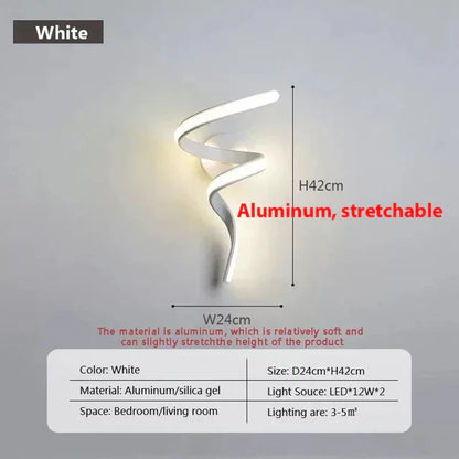 BowLift SpiralGlow: Elegant Spiral LED Wall Lights for Modern Homes