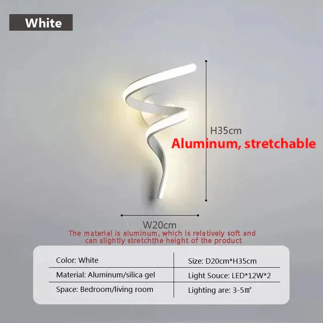 BowLift SpiralGlow: Elegant Spiral LED Wall Lights for Modern Homes