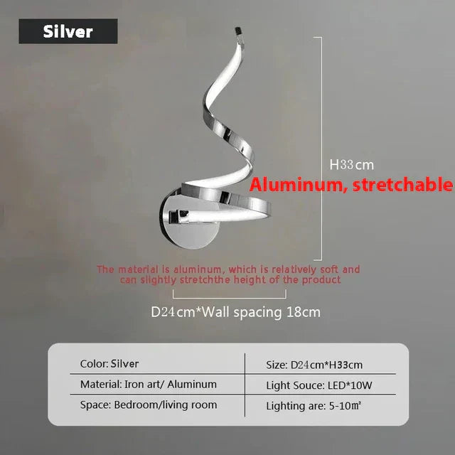 BowLift SpiralGlow: Elegant Spiral LED Wall Lights for Modern Homes