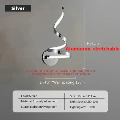 BowLift SpiralGlow: Elegant Spiral LED Wall Lights for Modern Homes