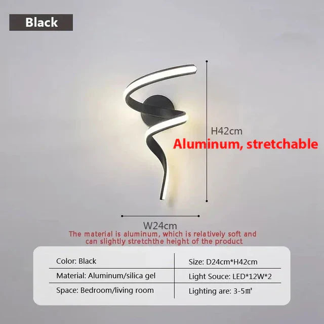 BowLift SpiralGlow: Elegant Spiral LED Wall Lights for Modern Homes