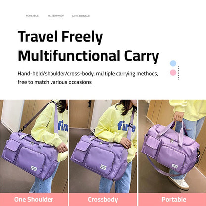 LZINA™ | Multi-Pocket Travel Bag, Sports and Gym Duffle with Separate Shoe Compartment