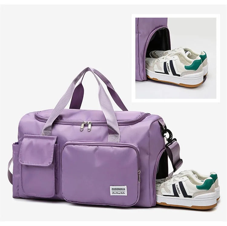LZINA™ | Multi-Pocket Travel Bag, Sports and Gym Duffle with Separate Shoe Compartment