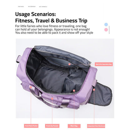 LZINA™ | Multi-Pocket Travel Bag, Sports and Gym Duffle with Separate Shoe Compartment