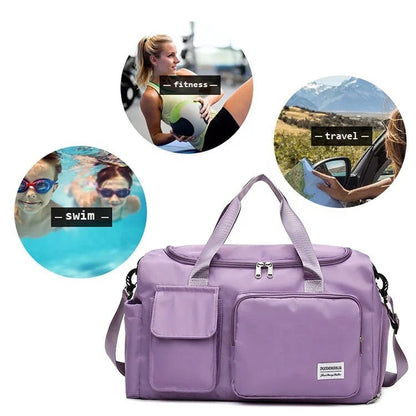LZINA™ | Multi-Pocket Travel Bag, Sports and Gym Duffle with Separate Shoe Compartment