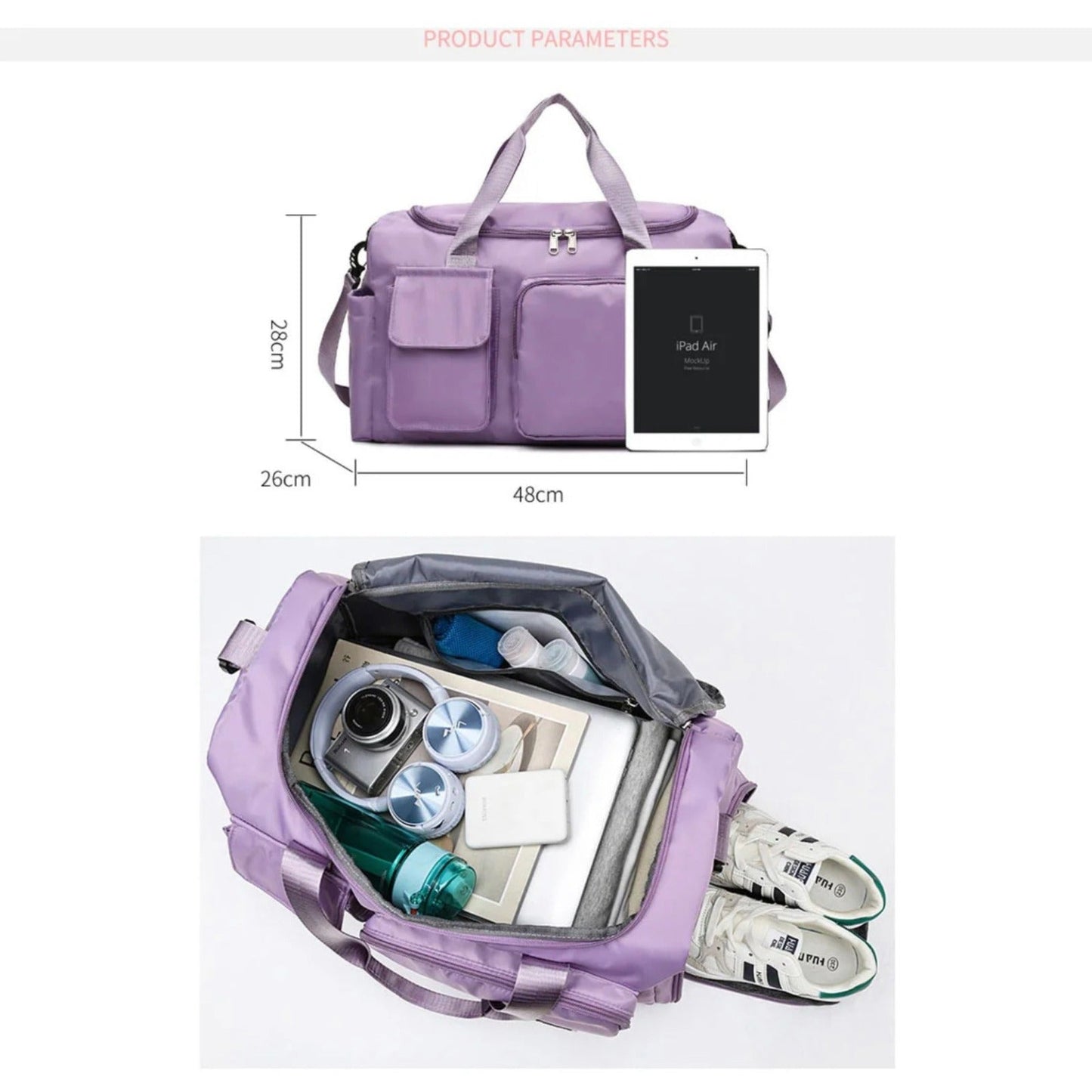 LZINA™ | Multi-Pocket Travel Bag, Sports and Gym Duffle with Separate Shoe Compartment