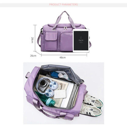 LZINA™ | Multi-Pocket Travel Bag, Sports and Gym Duffle with Separate Shoe Compartment
