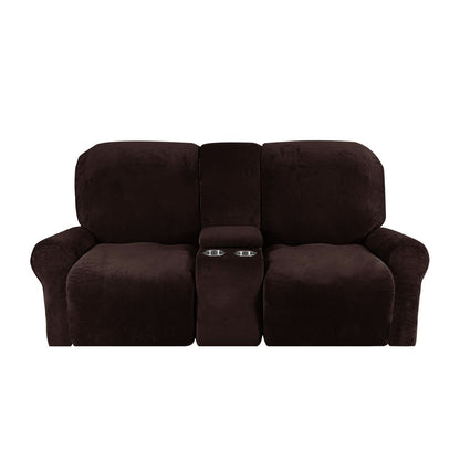 BowLift | 2-Seater Recliner Sofa Cover with Cup Holders – Velvet Plush