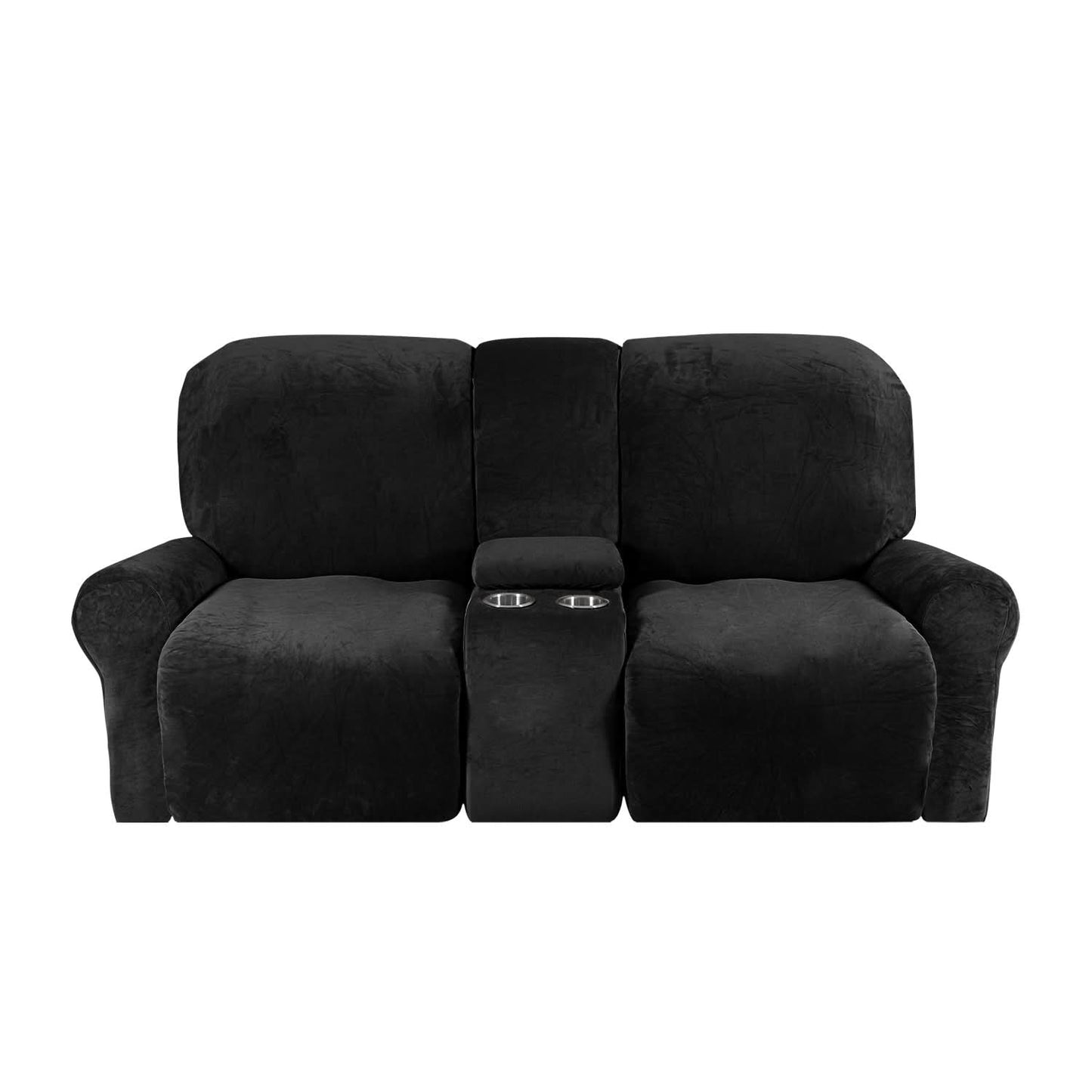 BowLift | 2-Seater Recliner Sofa Cover with Cup Holders – Velvet Plush