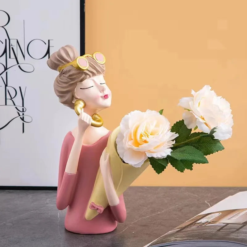 LZINA™ | FloralFinesse - Girl Vase Decor