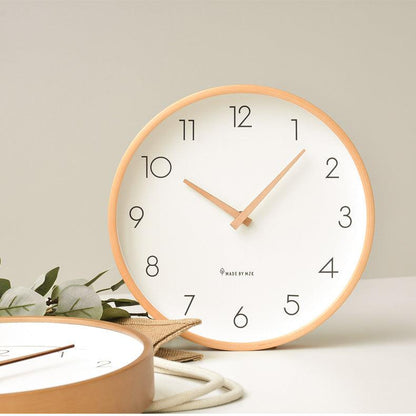 LZINA™ | Nordic Minimalist Wood Silent Wall Clock