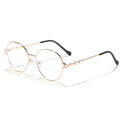 Women round sunglasses with elegant metal frame and mirrored lenses Bowlift