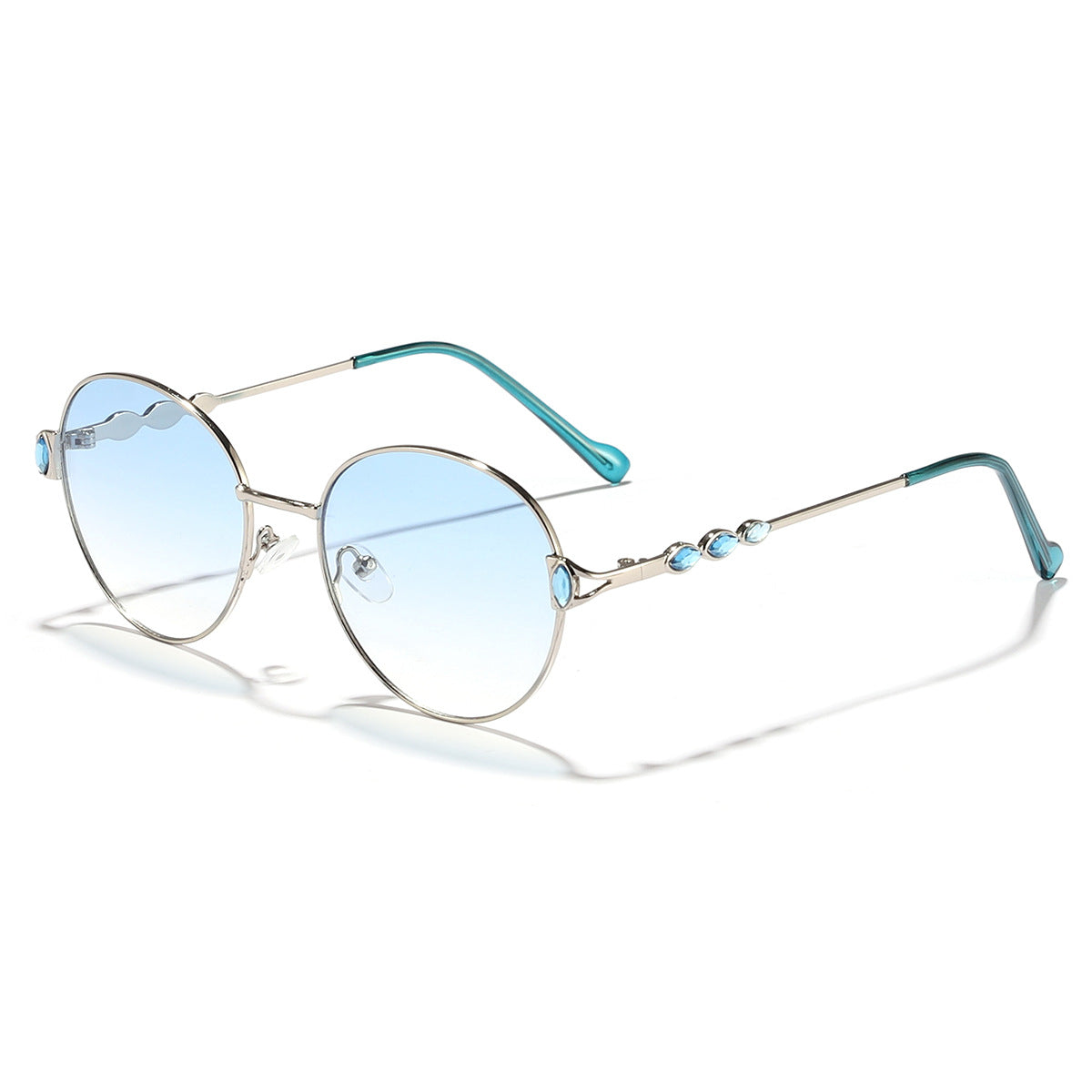 Women round sunglasses with elegant metal frame and mirrored lenses Bowlift