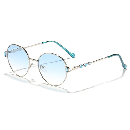 Women round sunglasses with elegant metal frame and mirrored lenses Bowlift