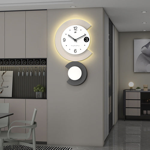 LZINA™ | Modern LED Lamp Silent Wall Clock for Living Room
