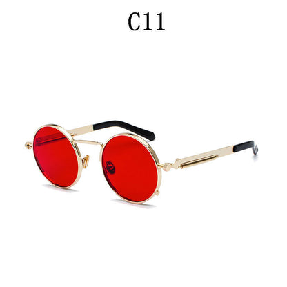Ladies Round Metal Sunglasses with Mirrored Lenses Bowlift
