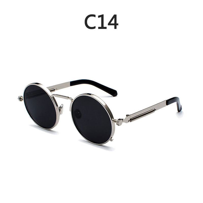 Ladies Round Metal Sunglasses with Mirrored Lenses Bowlift