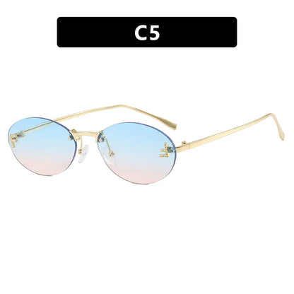 Women's fashionable sunglasses with elegant mirrored lens front and delicate metal frame Bowlift