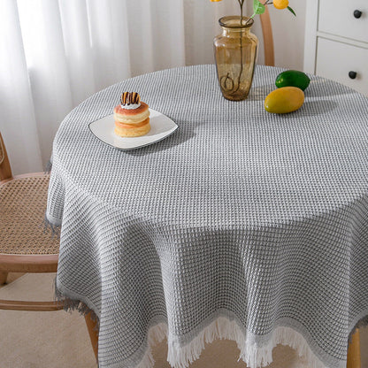 BowLift | Waffle Modern Tablecloth, Knitted Fabric Lace Coffee Cloth, Round Tablecloth, Rectangular Tablecloth