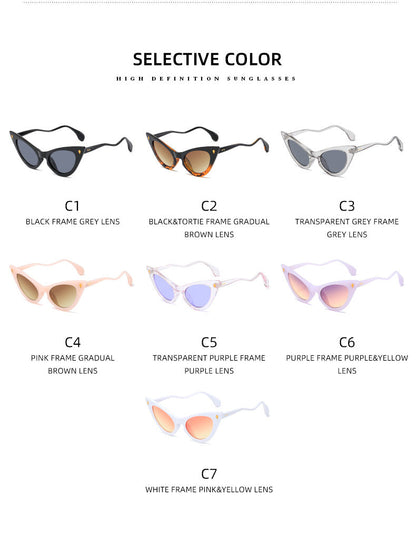 Women's Cat-Eye Sunglasses with Mirrored Lenses and Elegant Detail Bowlift