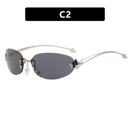 Ladies fashionable sunglasses in futuristic design with mirrored frame Bowlift