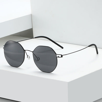 Women's geometric sunglasses with high-quality metal frame and mirrored lenses Bowlift