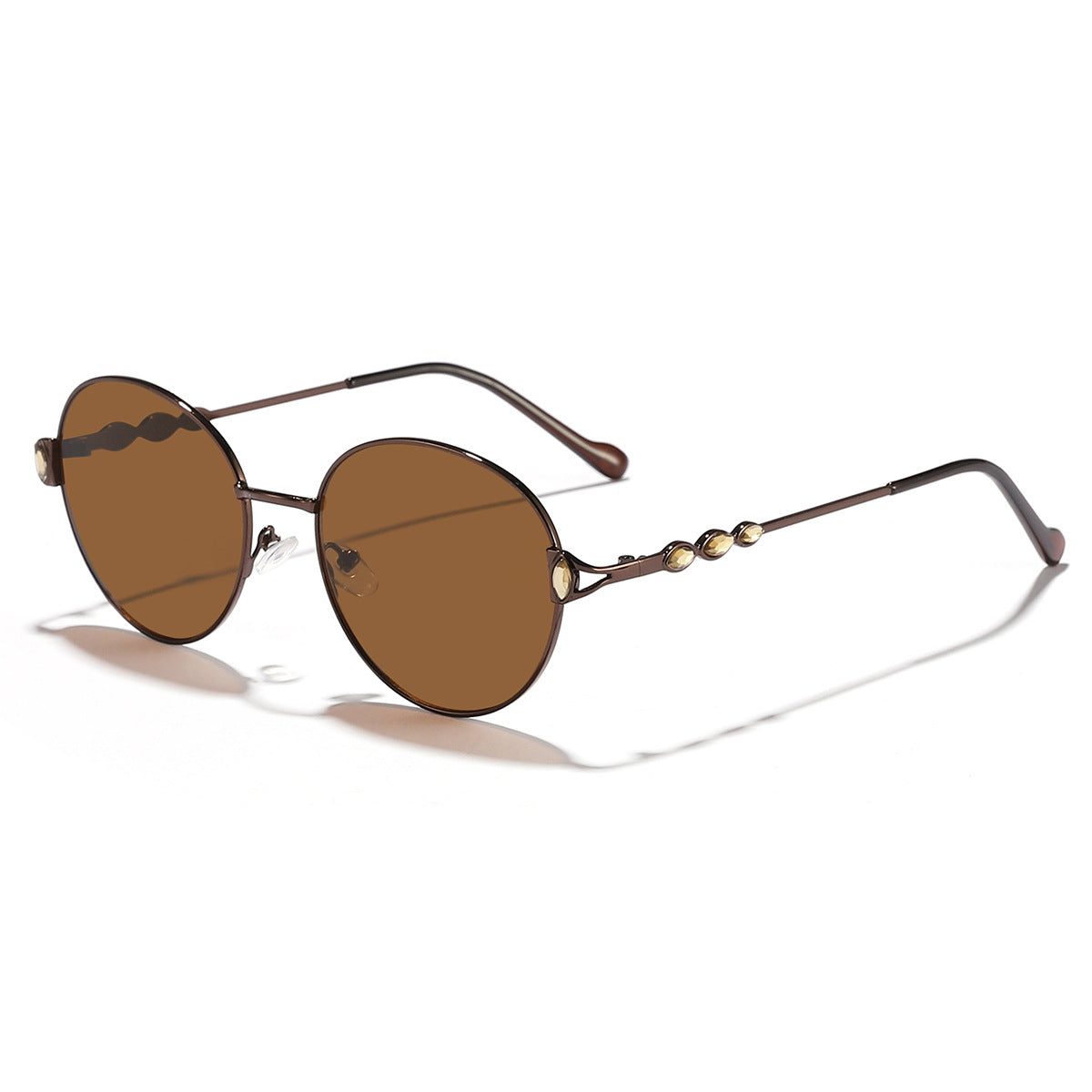 Women round sunglasses with elegant metal frame and mirrored lenses Bowlift