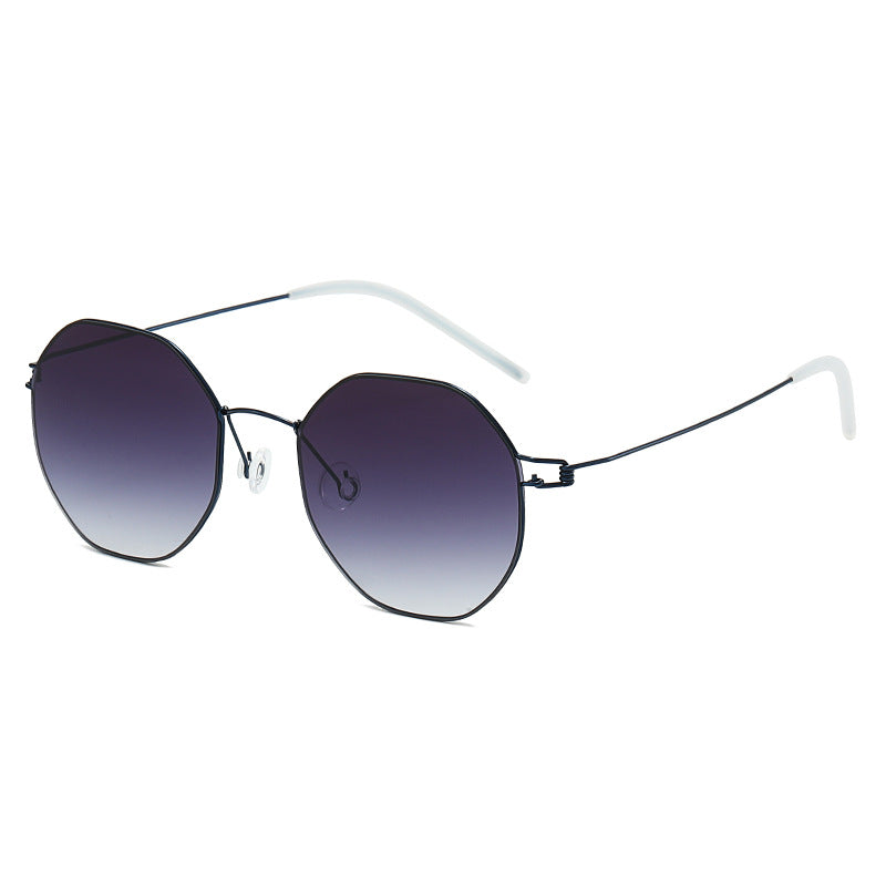 Women's geometric sunglasses with high-quality metal frame and mirrored lenses Bowlift