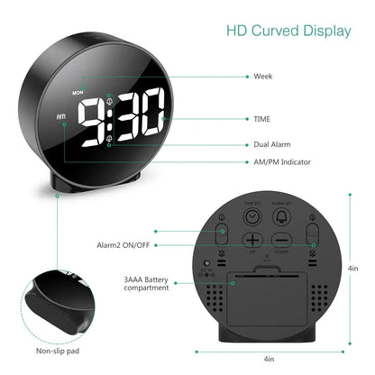 BowLift Light-Source Digital Table Clock - Sleek Desk Timepiece