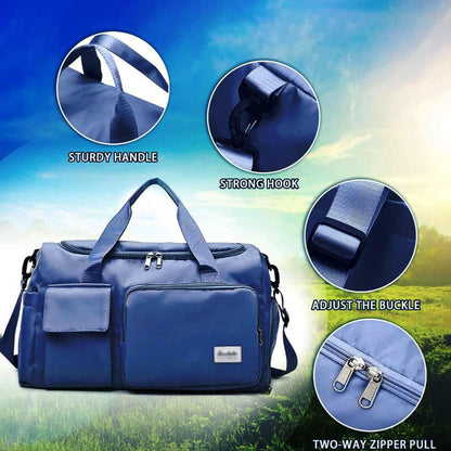 LZINA™ | Multi-Pocket Travel Bag, Sports and Gym Duffle with Separate Shoe Compartment